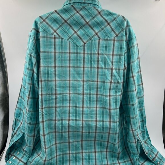 Vintage Wrangler Button Up Pearl Snap Shirt Plaid Men Size Lg - Picture 2 of 2